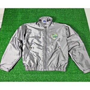 Vintage 90s Dunbrooke Sport Silver Metallic Ripstop Jacket Mens M Achievers
